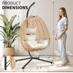 Wicker Hanging Egg Chair with Stand – 350lb Capacity All-Weather Hammock Swing - Image 5