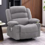 Swivel Rocker Recliner with Heat & Massage – Grey Oversized Single Sofa with USB Charging - Image 7